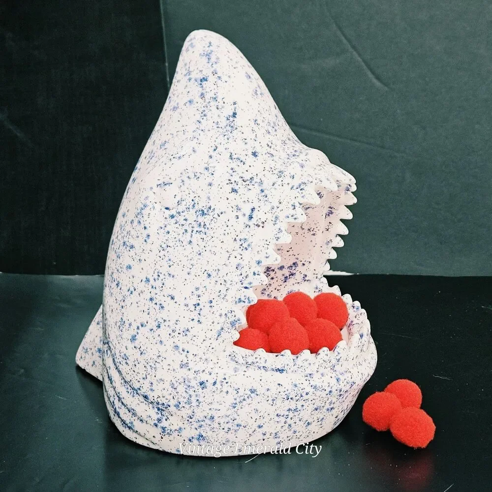 White Shark Blue Speckled Ceramic Catch All Candy Trinket Dish Bowl Ashtray 3D